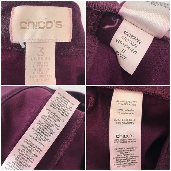 Chico's Faux-Suede Slim Pants Shimmery Pull-On Ultimate Fit Jegging Size 3/XL/16 - Picture 11 of 12